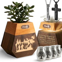 Large Urn & 4 Small Keepsake Urns & 2 Memorial Necklaces