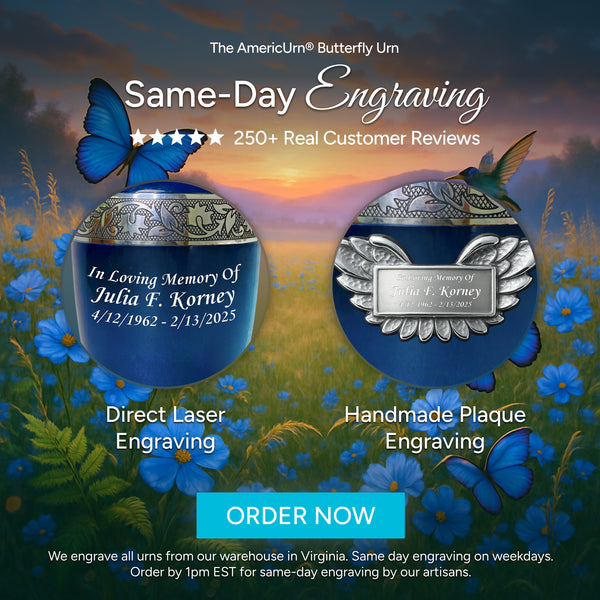 Blue Butterfly Urn