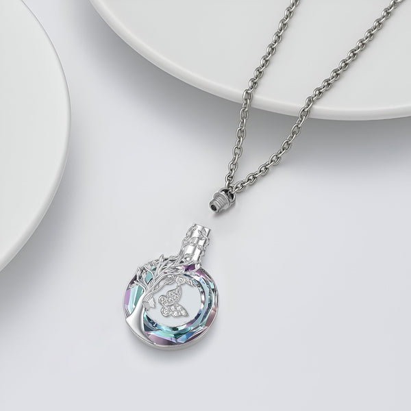 Circular Butterfly Tree of Life Keepsake Necklace
