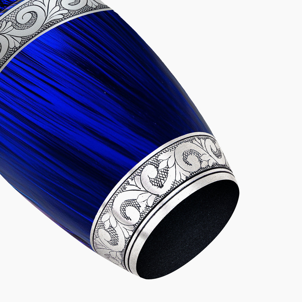 Eternal Blue & Silver Hand-Engraved Urn