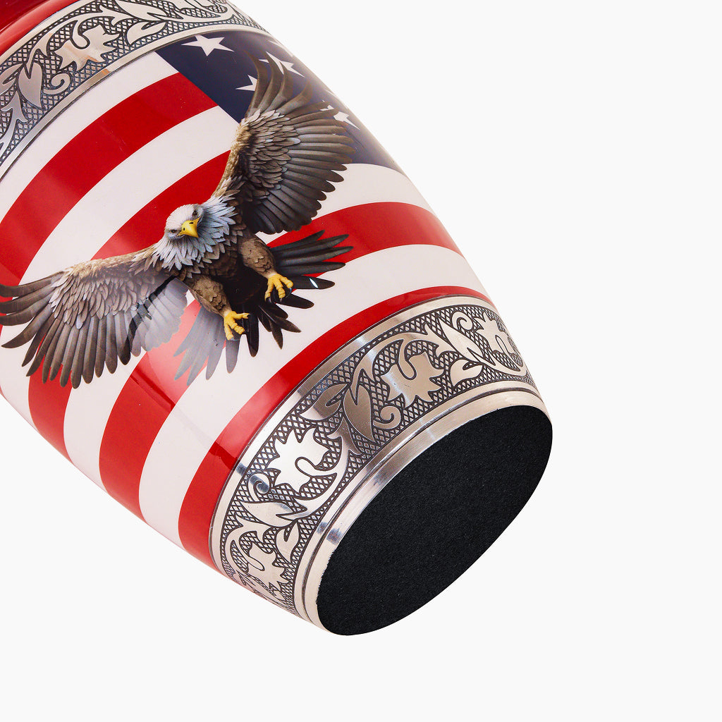 American Flag & Silver Engraved Urn
