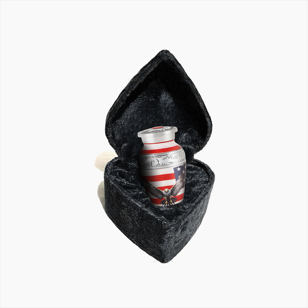 American Flag & Silver Engraved Urn