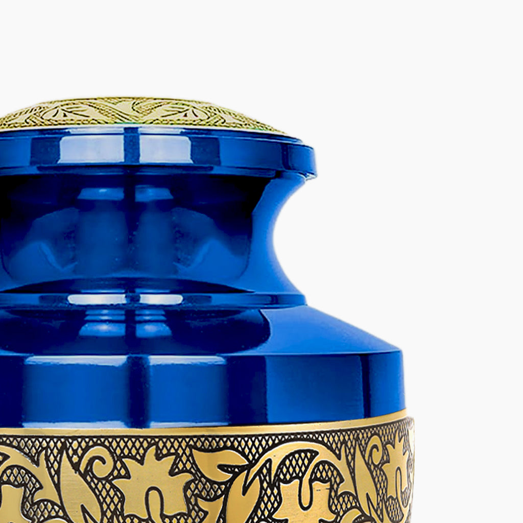 Blue & Gold Engraved Grecian Urn
