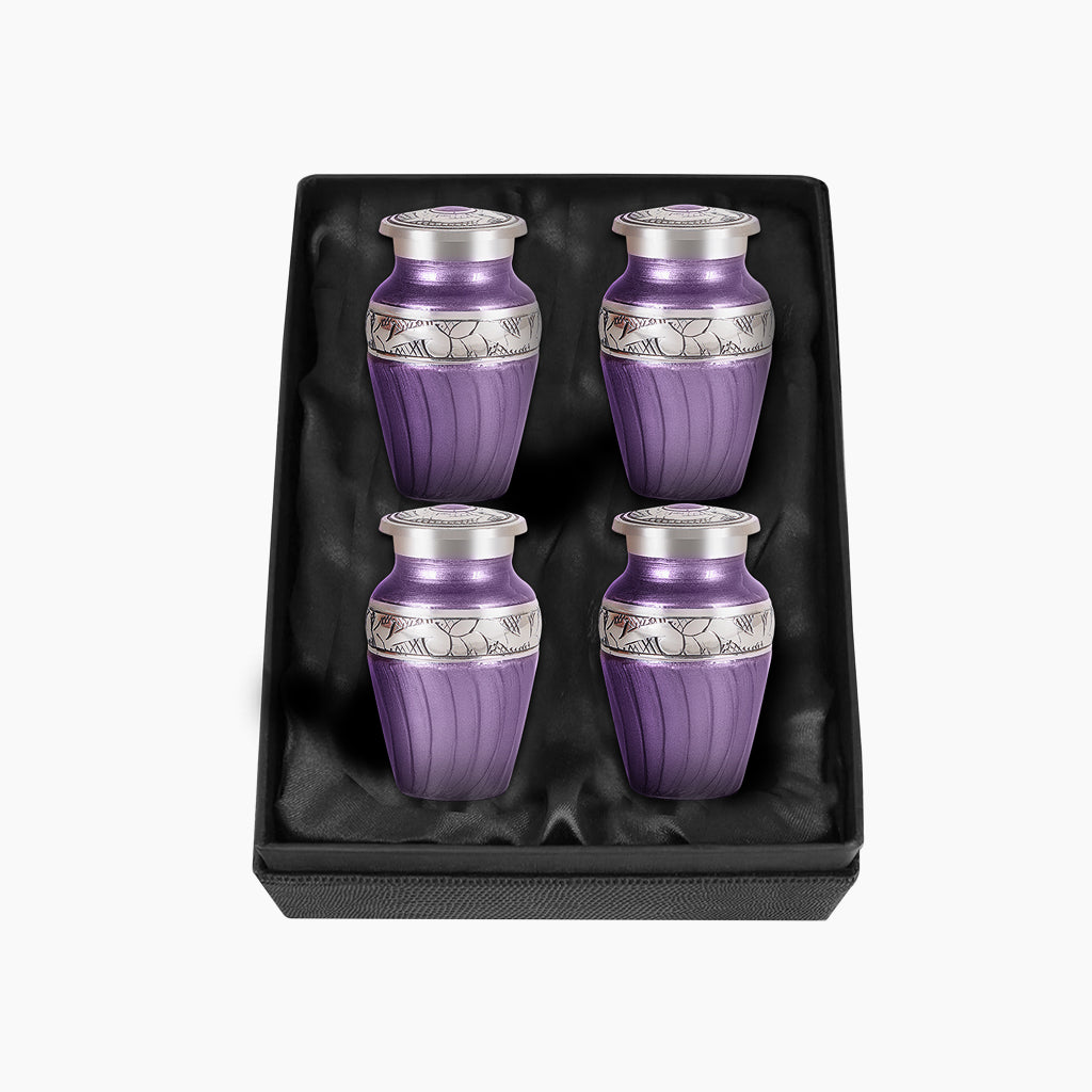 Purple Patch & Silver Engraved Urn