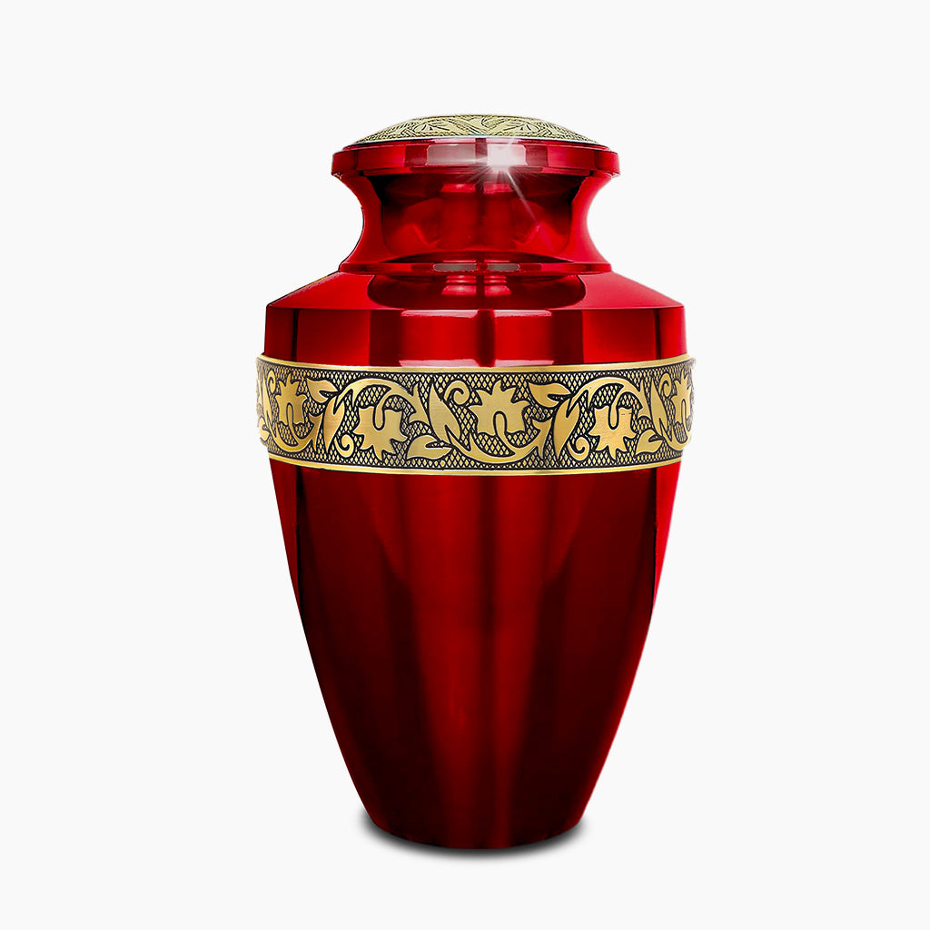 Red & Gold Engraved Grecian Urn