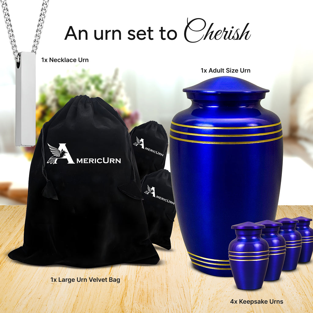 Royal Blue & Gold Accents Pewter Urn