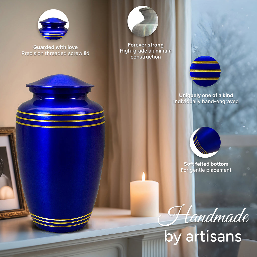 Royal Blue & Gold Accents Pewter Urn