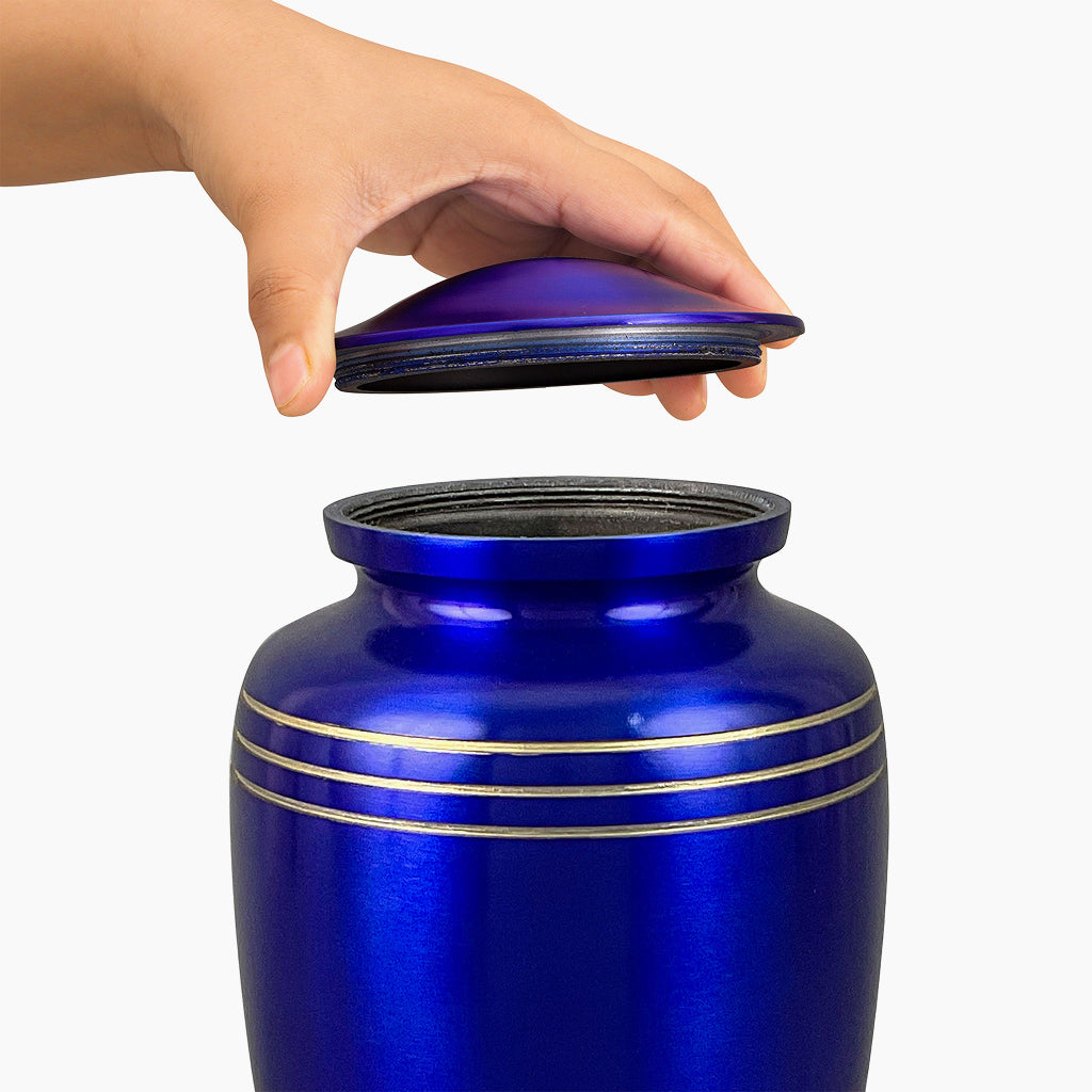Royal Blue & Gold Accents Pewter Urn