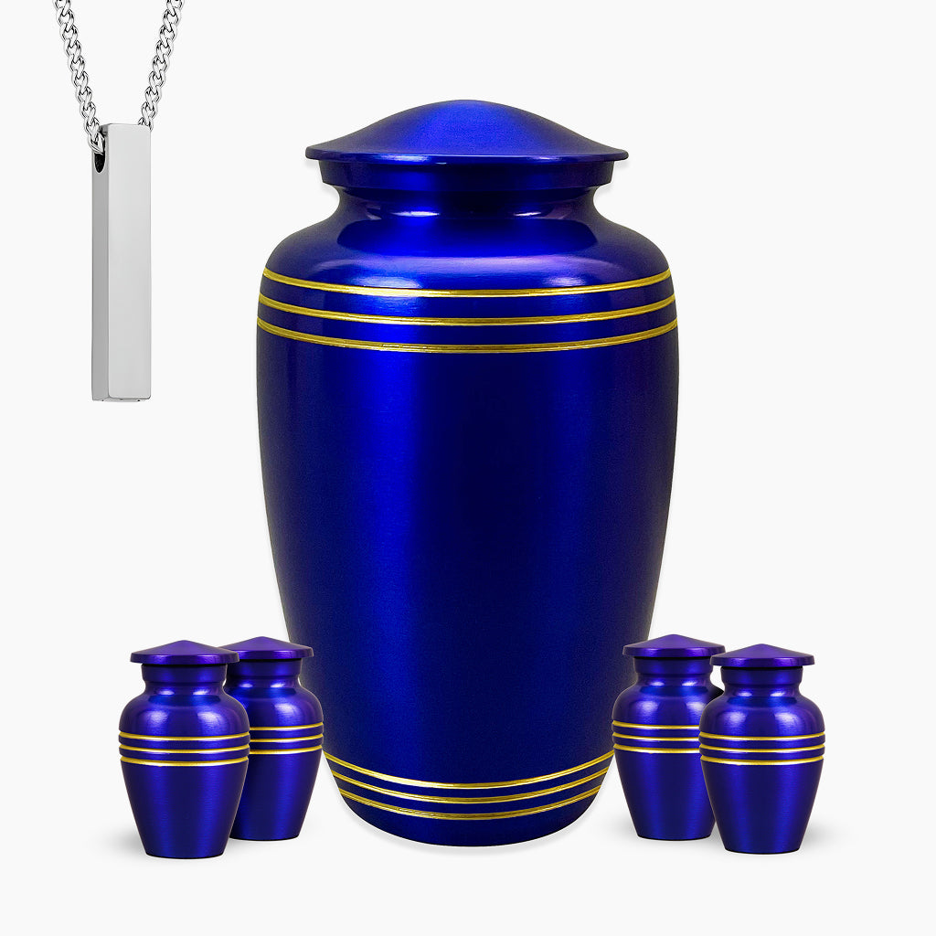 Royal Blue & Gold Accents Pewter Urn