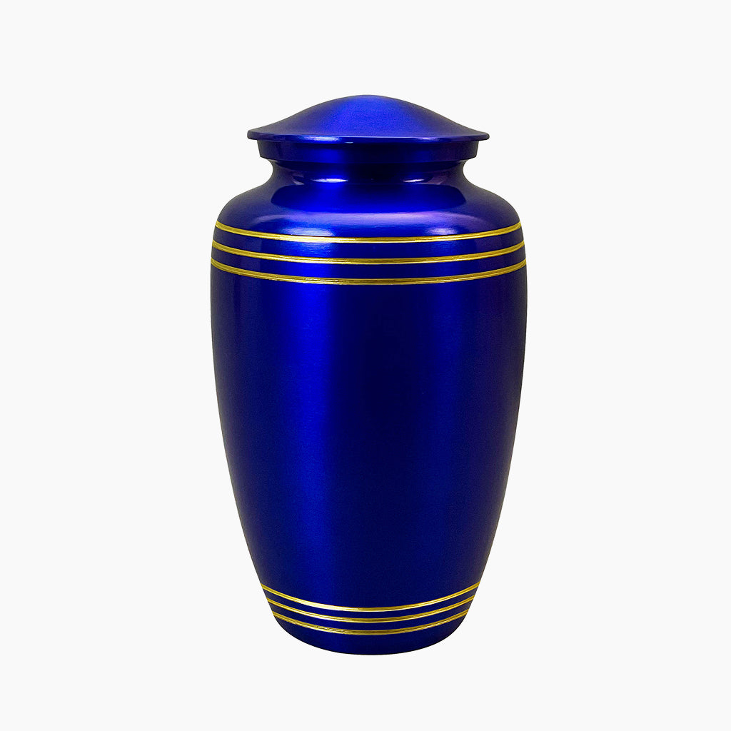 Royal Blue & Gold Accents Pewter Urn