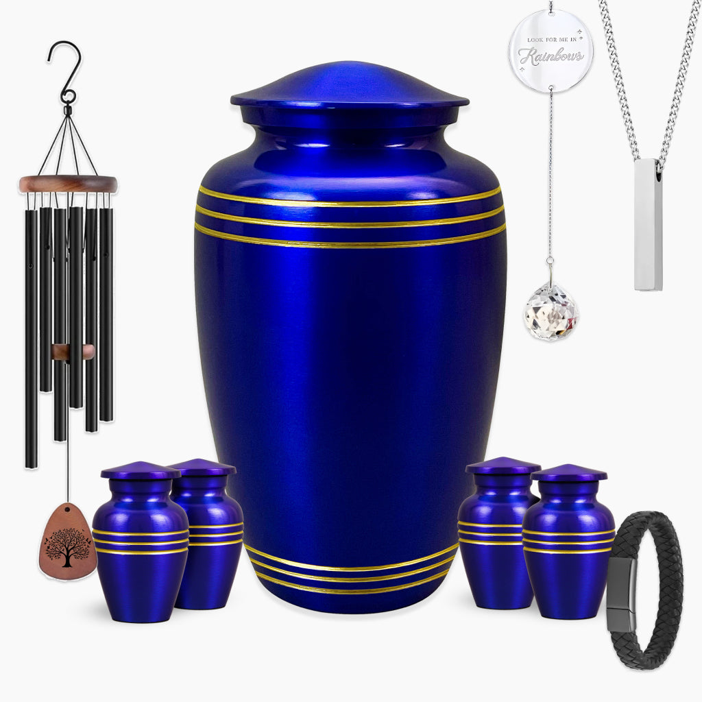 Royal Blue & Gold Accents Pewter Urn