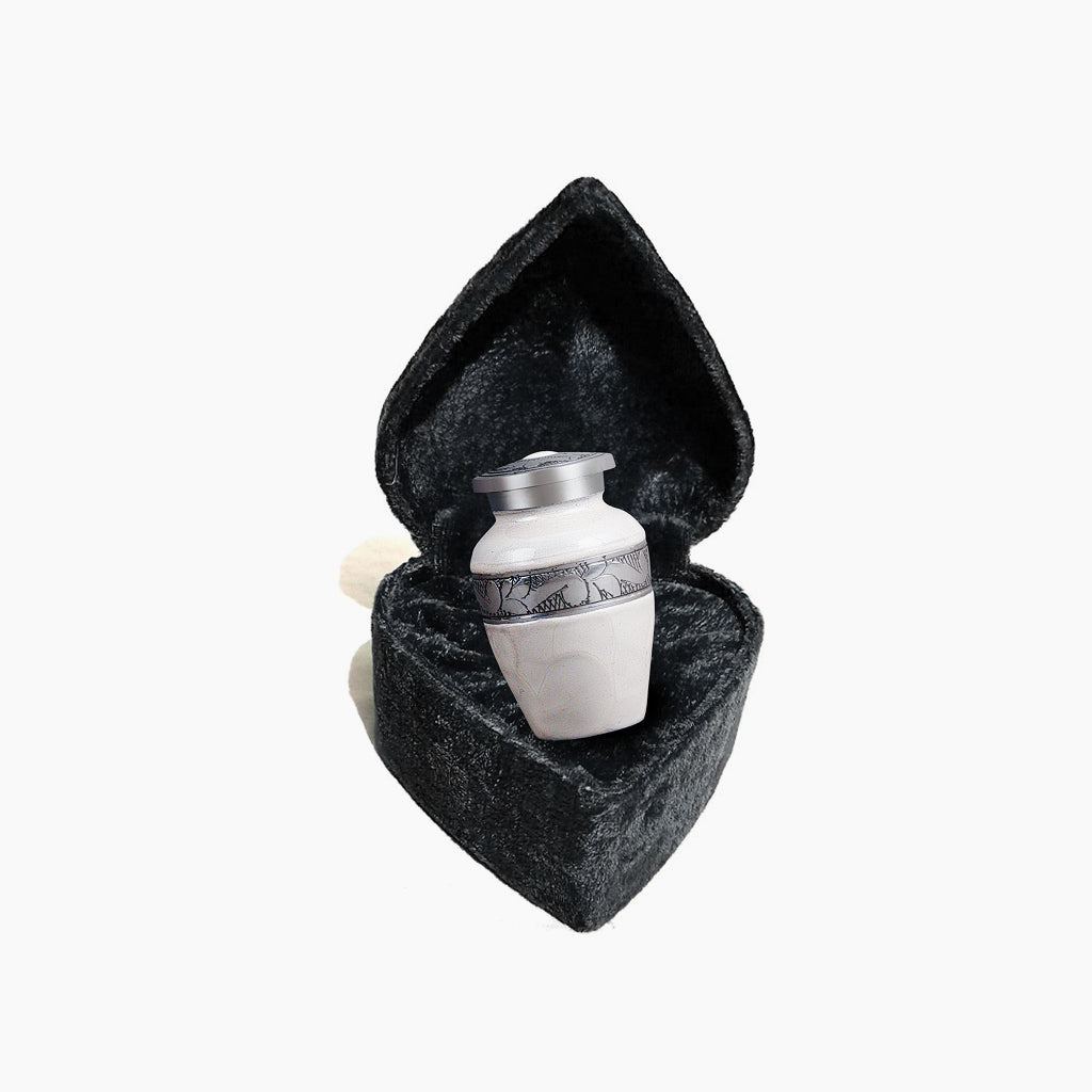 White Patch & Silver Hand-Engraved Urn