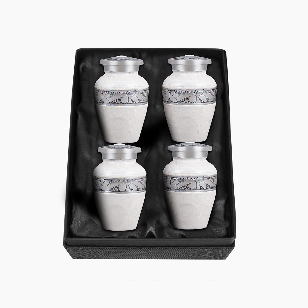White Patch & Silver Hand-Engraved Urn
