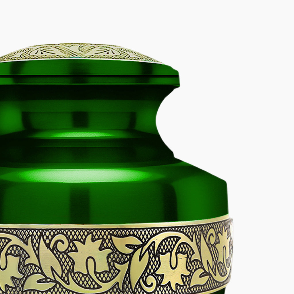 Green & Gold Engraved Grecian Urn