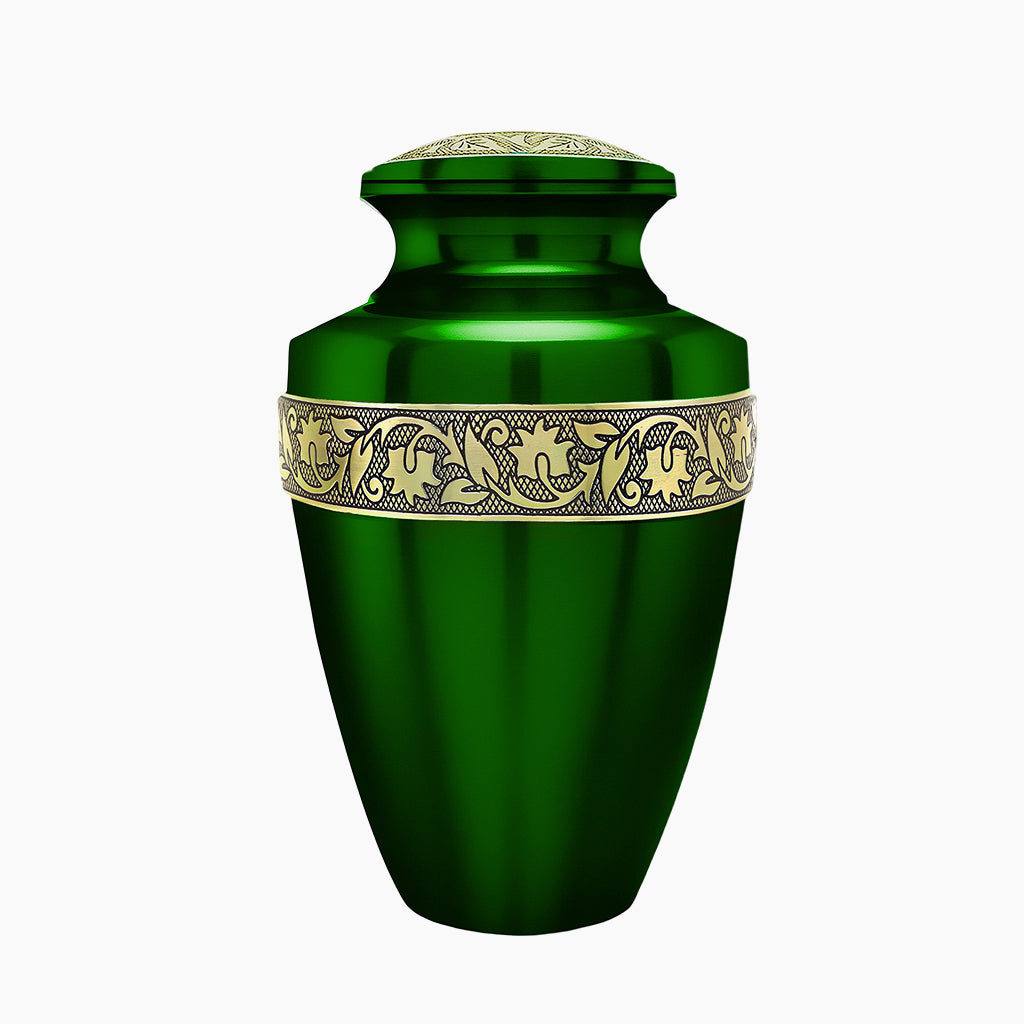 Green & Gold Engraved Grecian Urn
