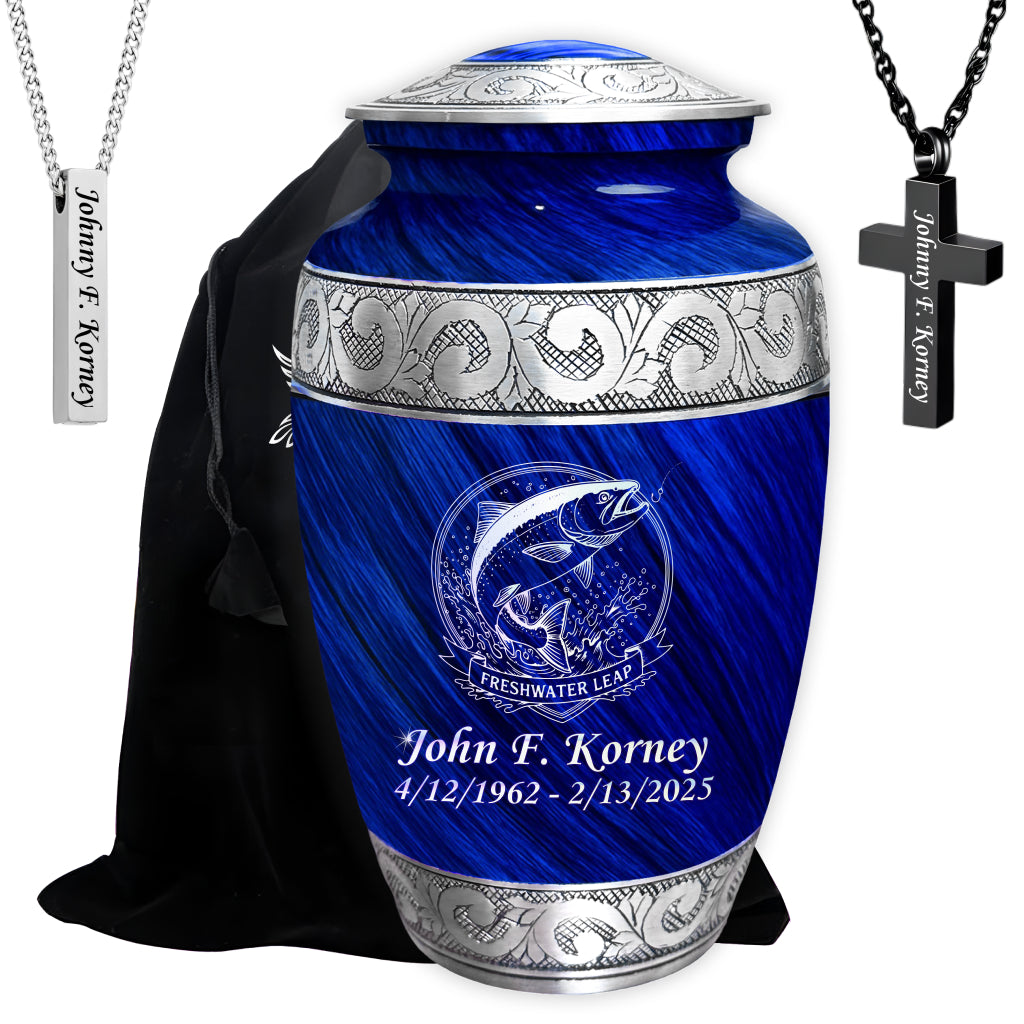 Freshwater Leap Engraved Cremation Urn