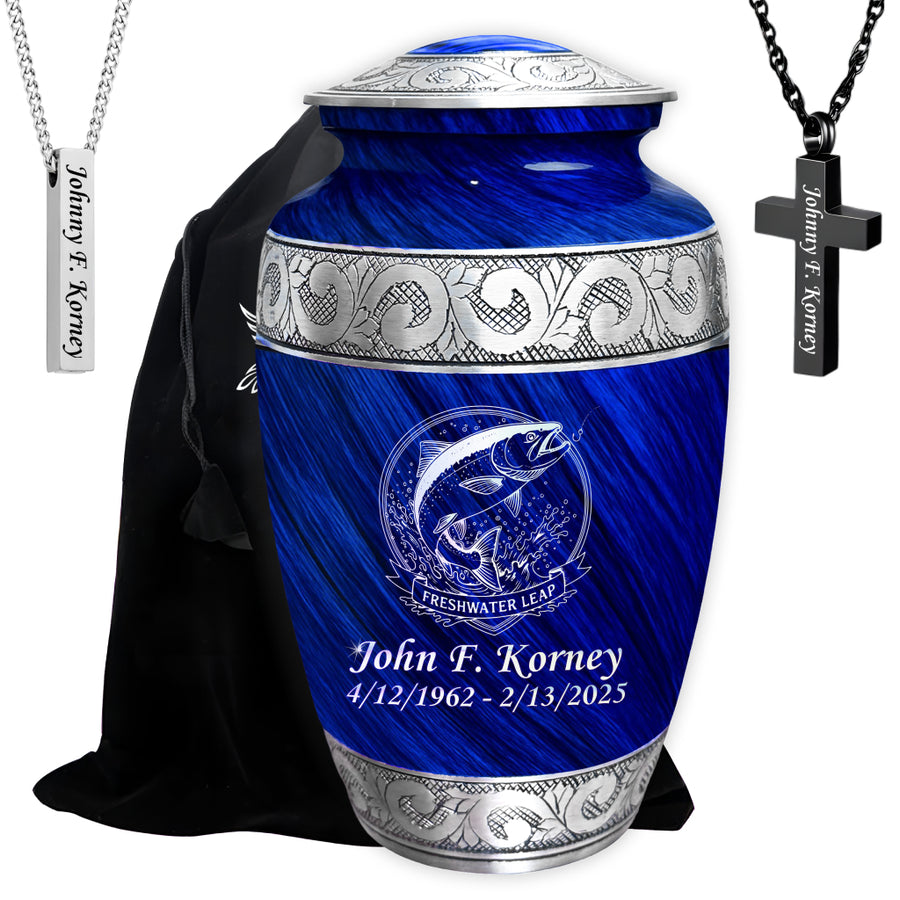 Freshwater Leap Engraved Cremation Urn