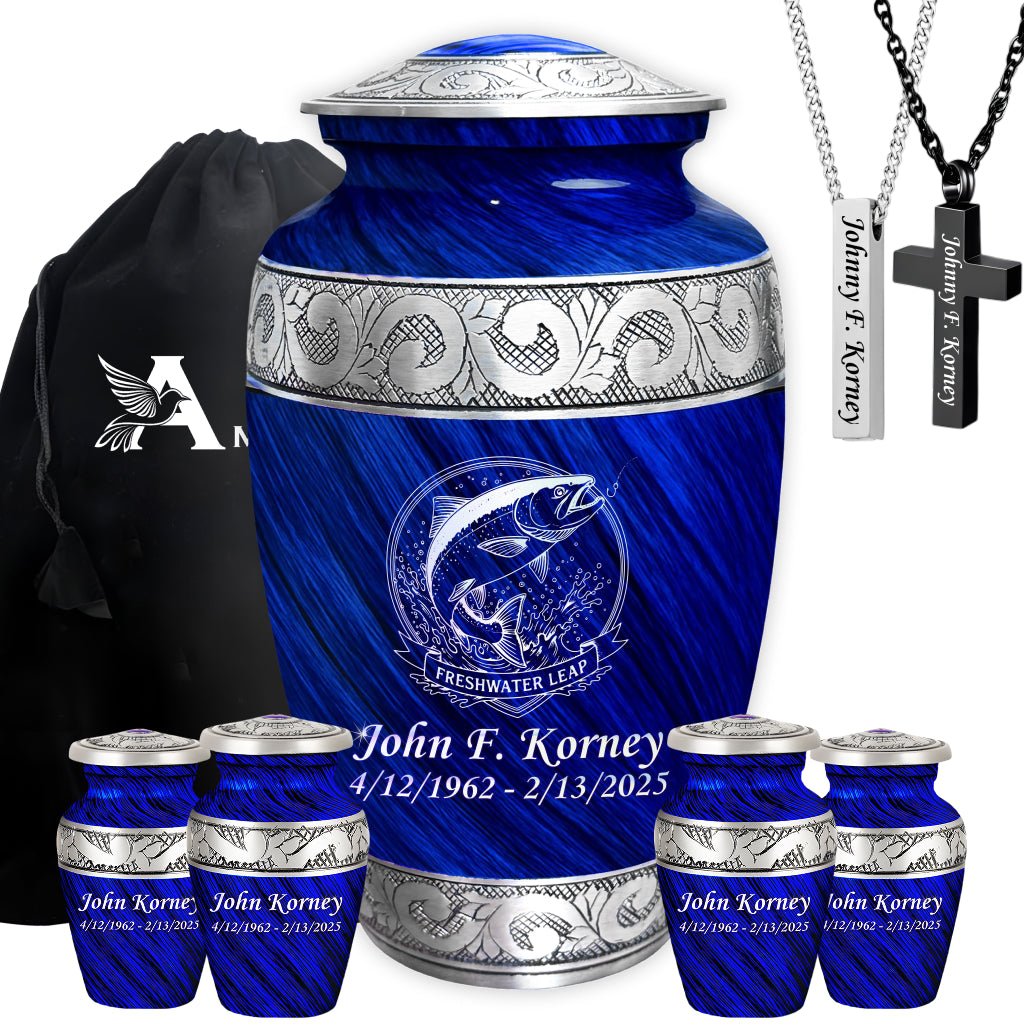 Freshwater Leap Engraved Cremation Urn