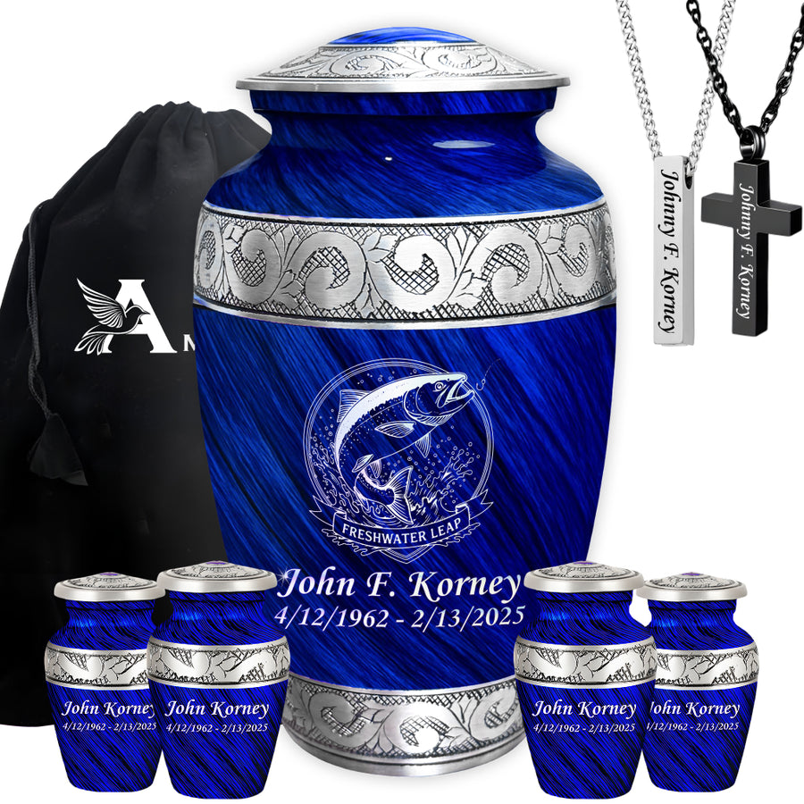 Freshwater Leap Engraved Cremation Urn