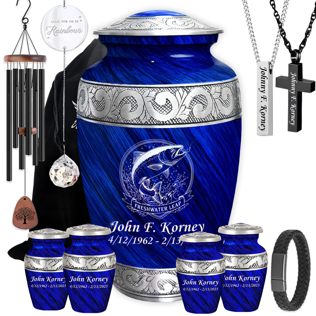 Freshwater Leap Engraved Cremation Urn