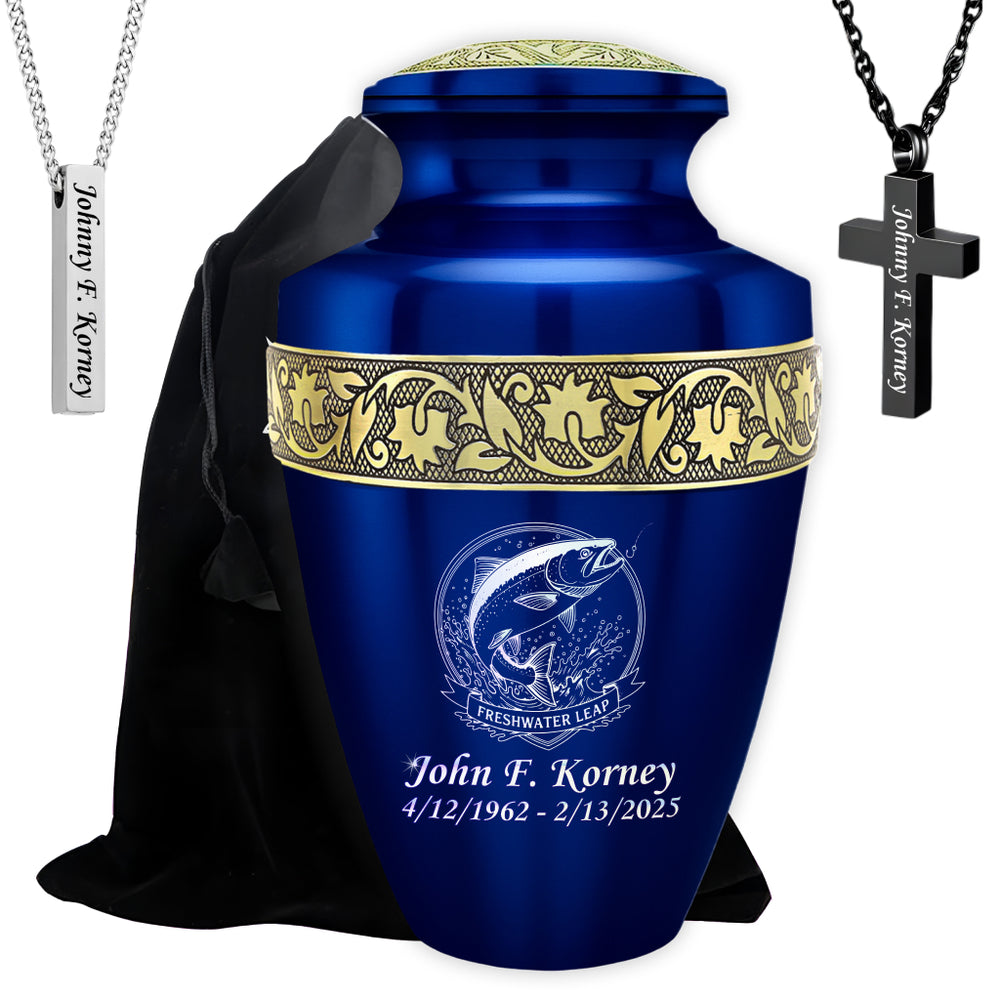 Freshwater Leap Engraved Cremation Urn