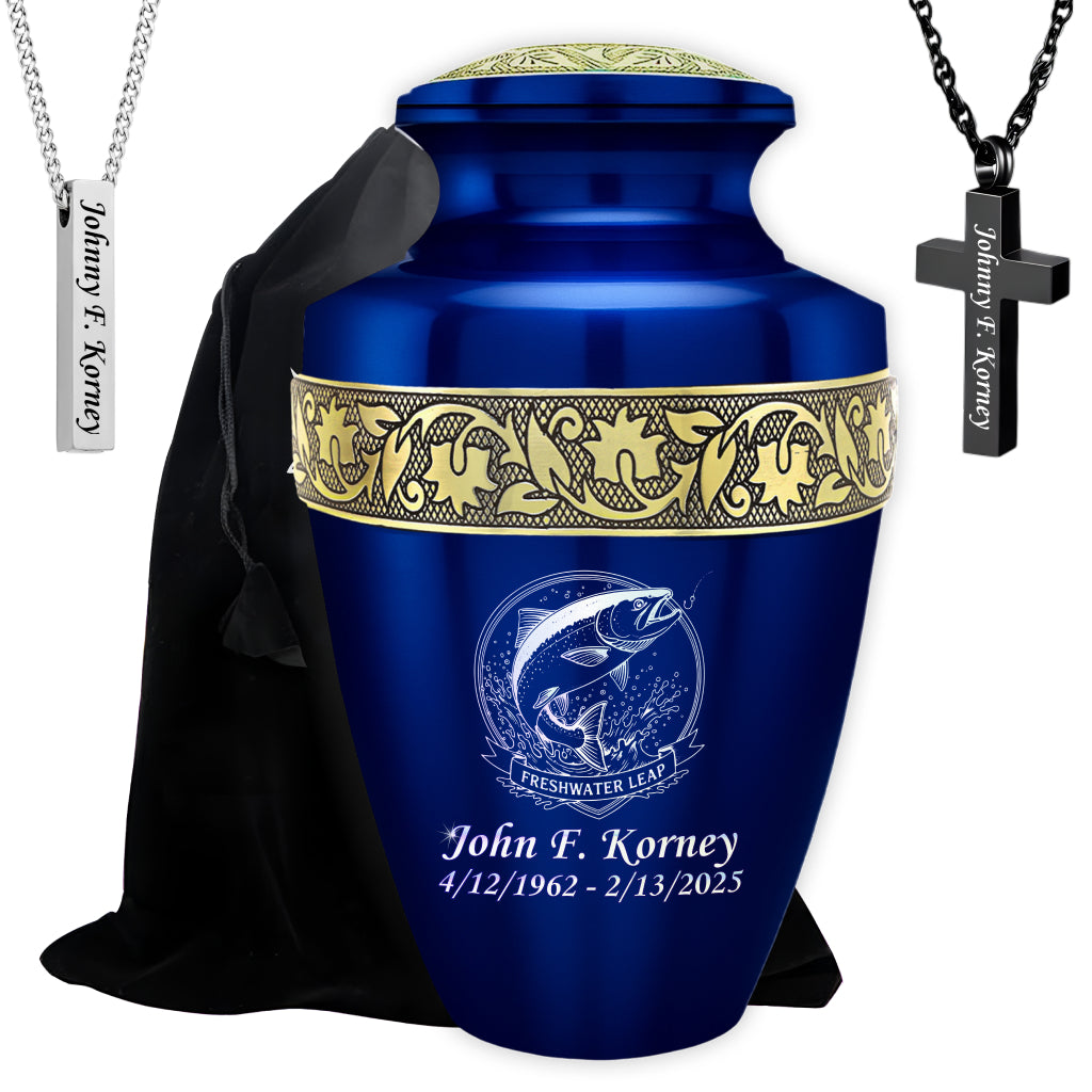 Freshwater Leap Engraved Cremation Urn