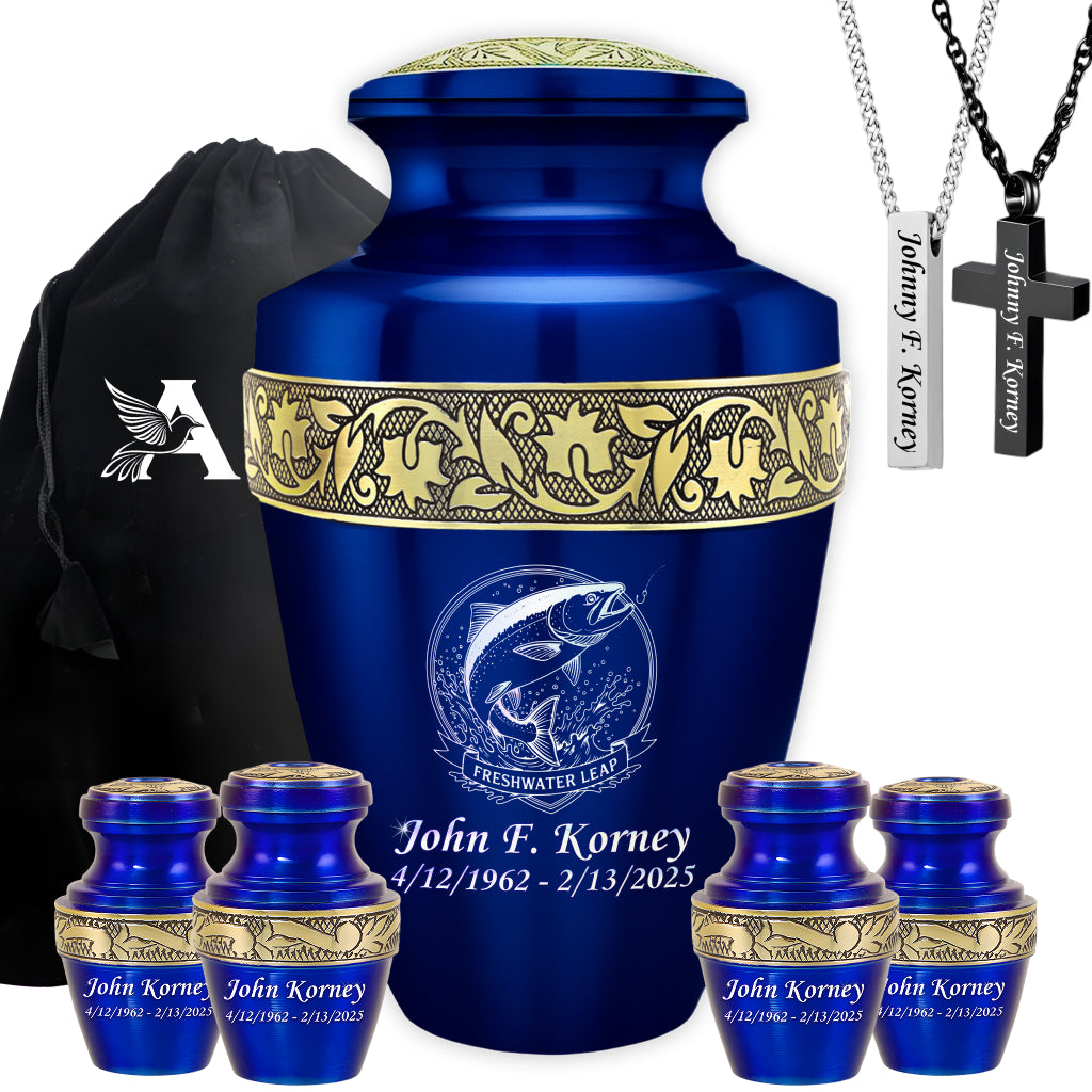 Freshwater Leap Engraved Cremation Urn