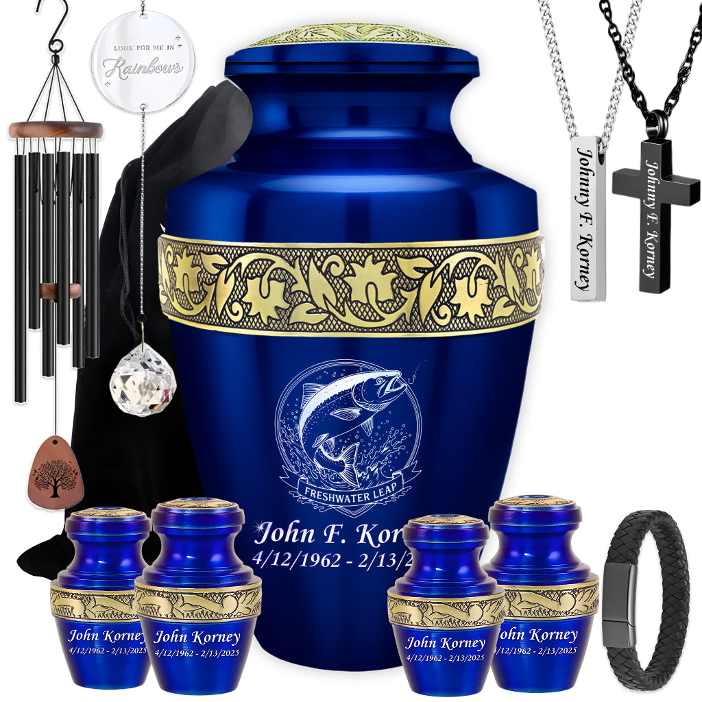 Freshwater Leap Engraved Cremation Urn