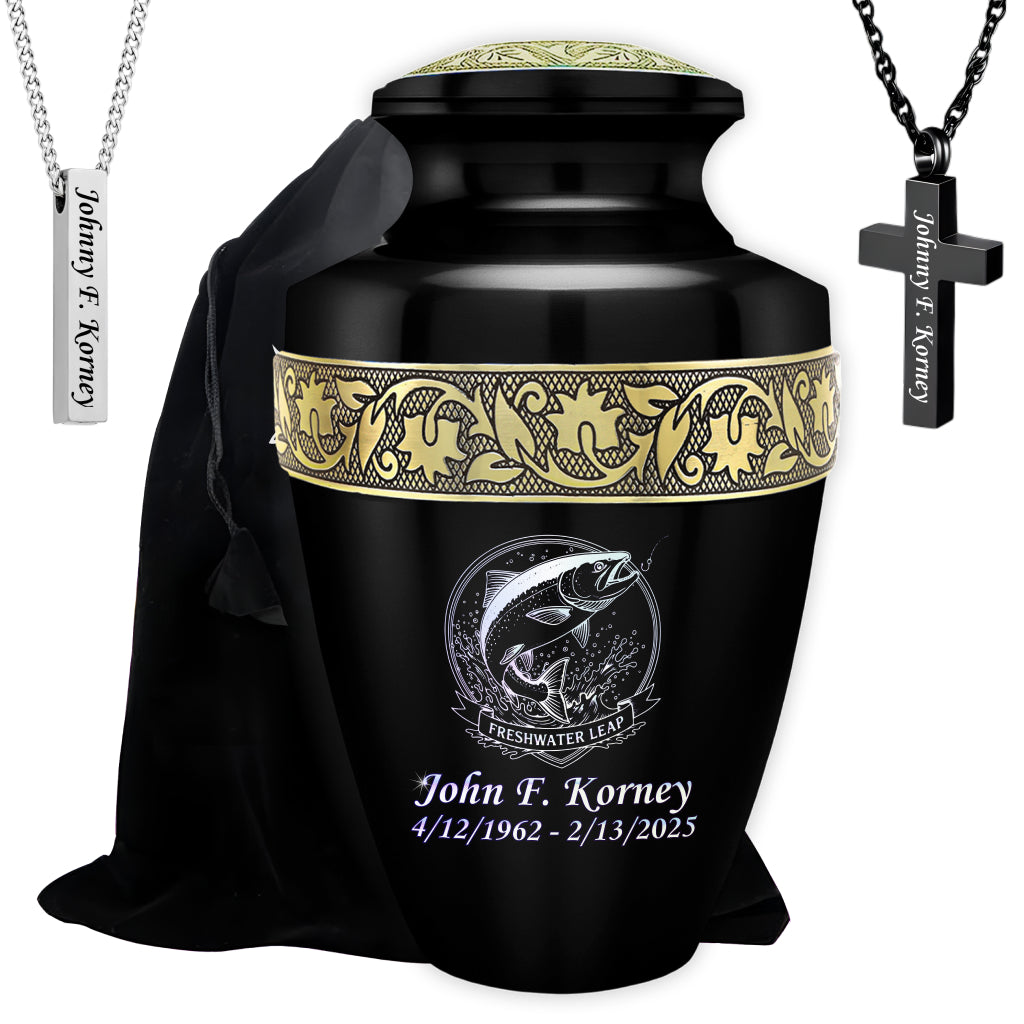 Freshwater Leap Engraved Cremation Urn