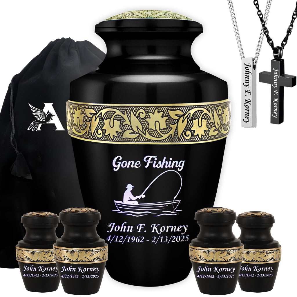 Gone Fishing Engraved Cremation Urn