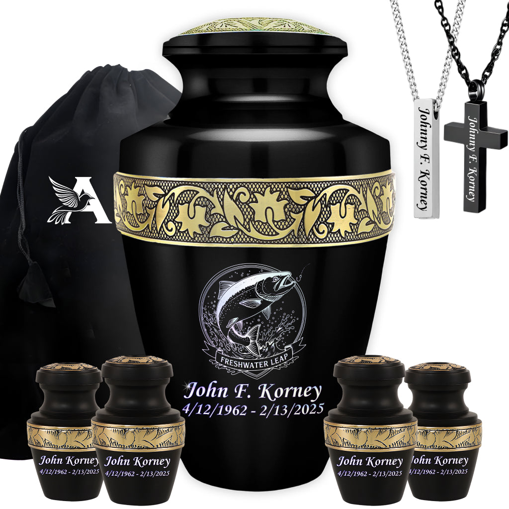 Freshwater Leap Engraved Cremation Urn