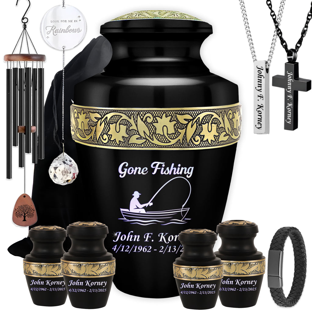 Gone Fishing Engraved Cremation Urn
