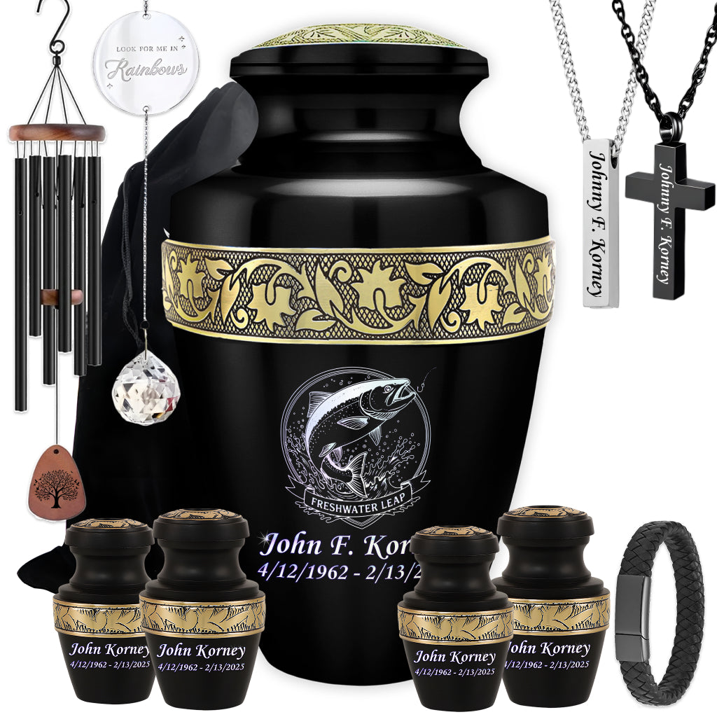 Freshwater Leap Engraved Cremation Urn
