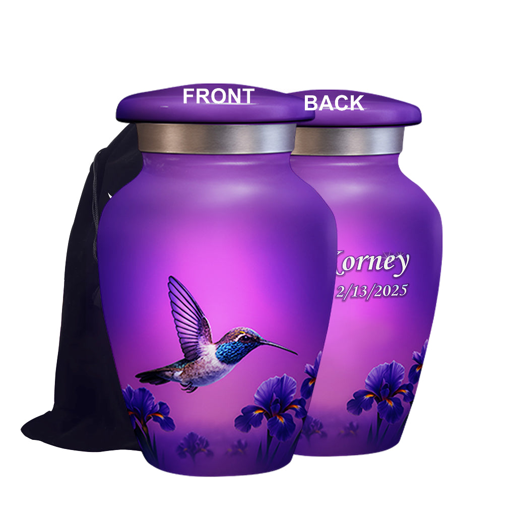 Purple Hummingbird Image Cremation Urn
