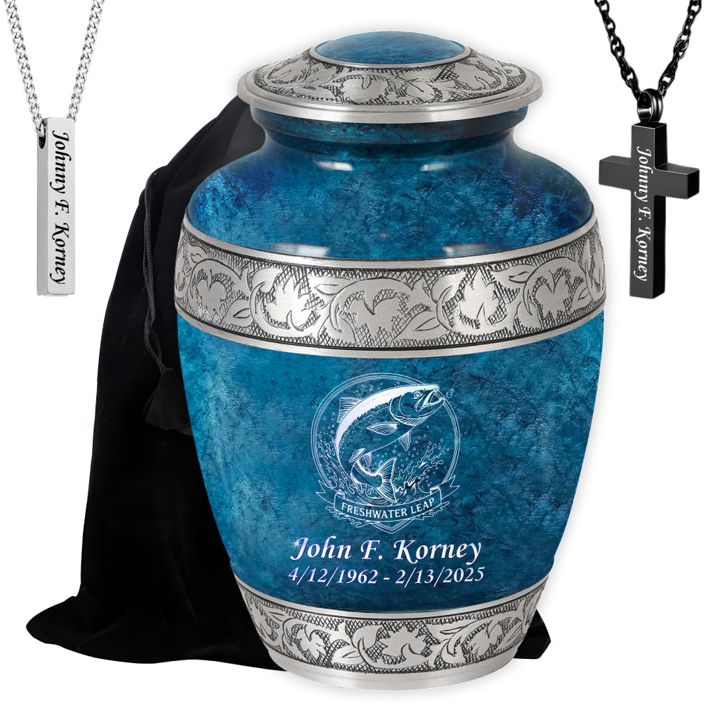 Freshwater Leap Engraved Cremation Urn