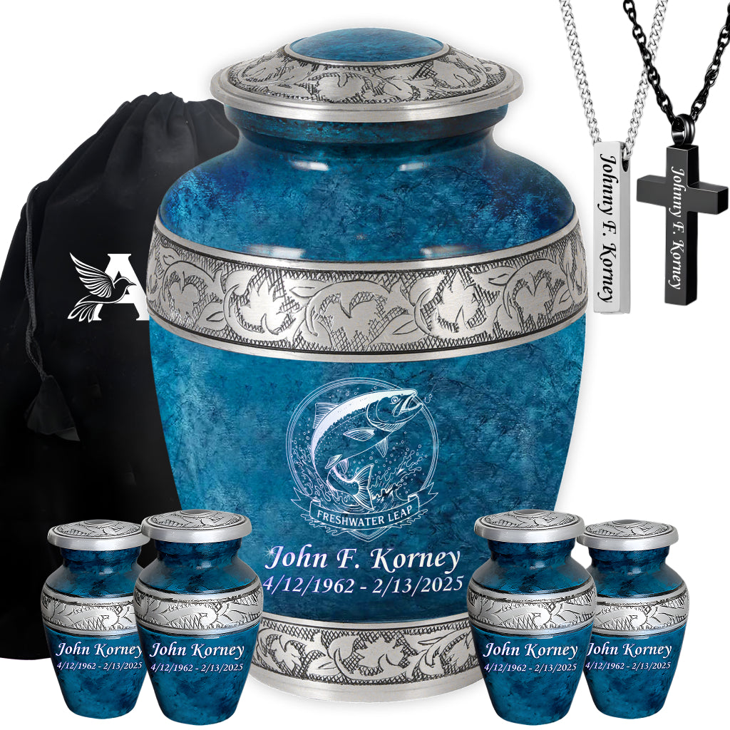 Freshwater Leap Engraved Cremation Urn