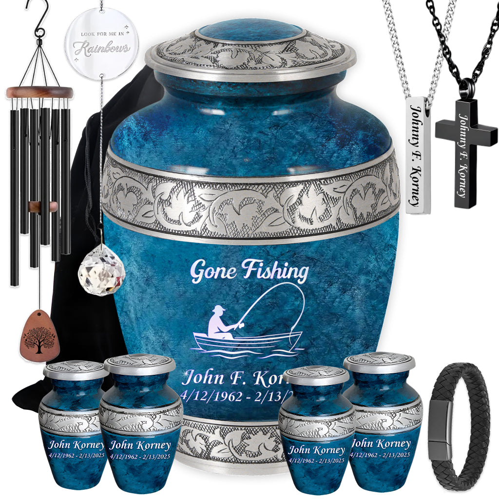 Gone Fishing Engraved Cremation Urn