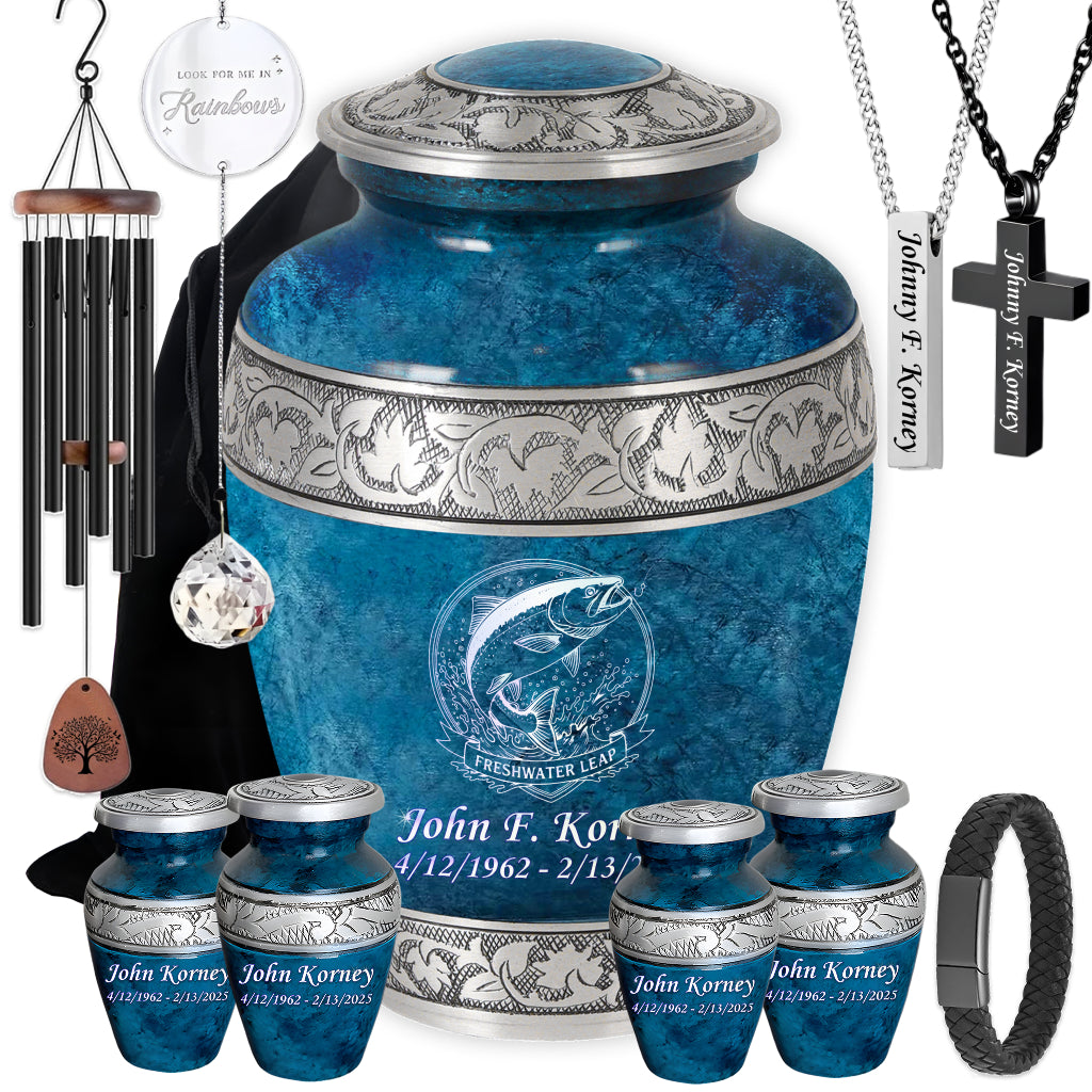 Freshwater Leap Engraved Cremation Urn