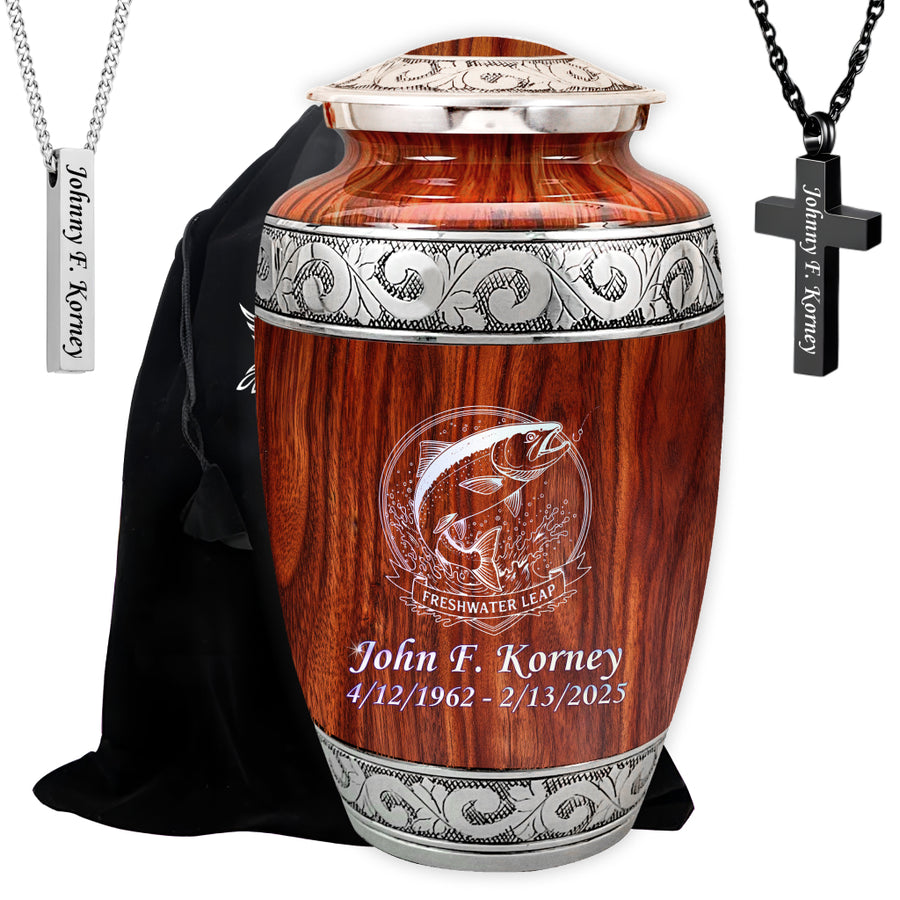 Freshwater Leap Engraved Cremation Urn