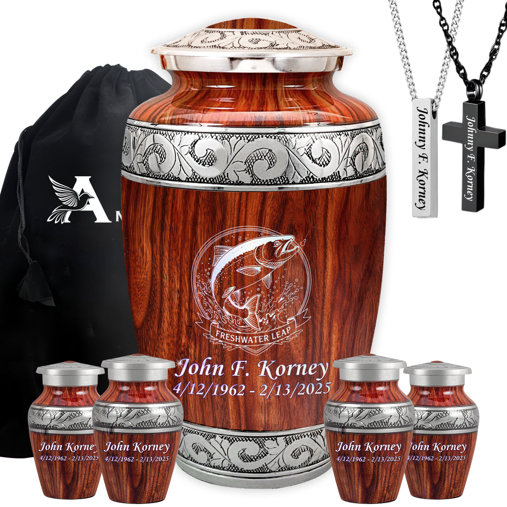 Freshwater Leap Engraved Cremation Urn