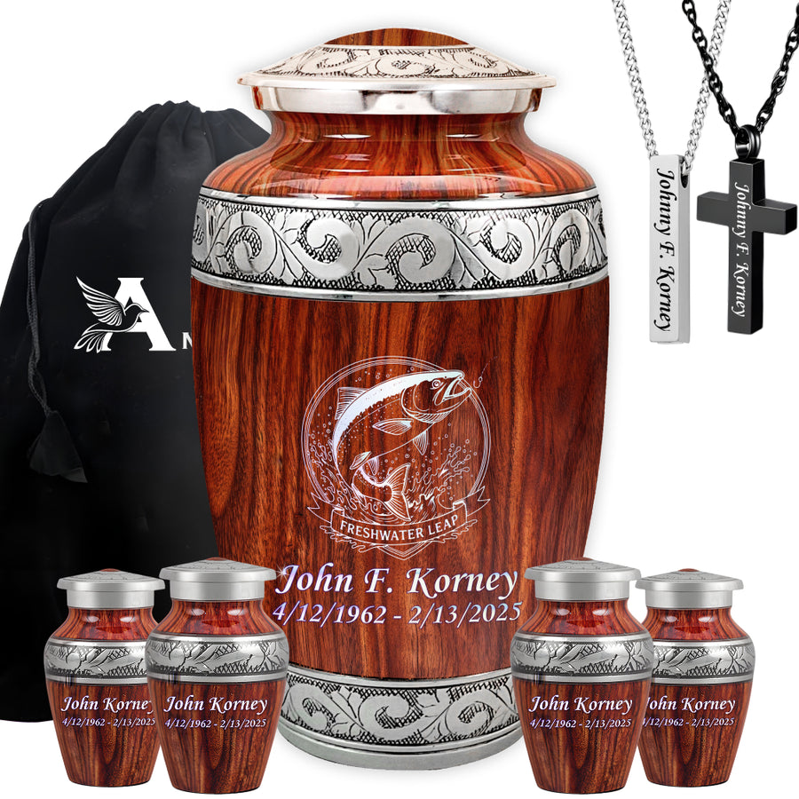 Freshwater Leap Engraved Cremation Urn