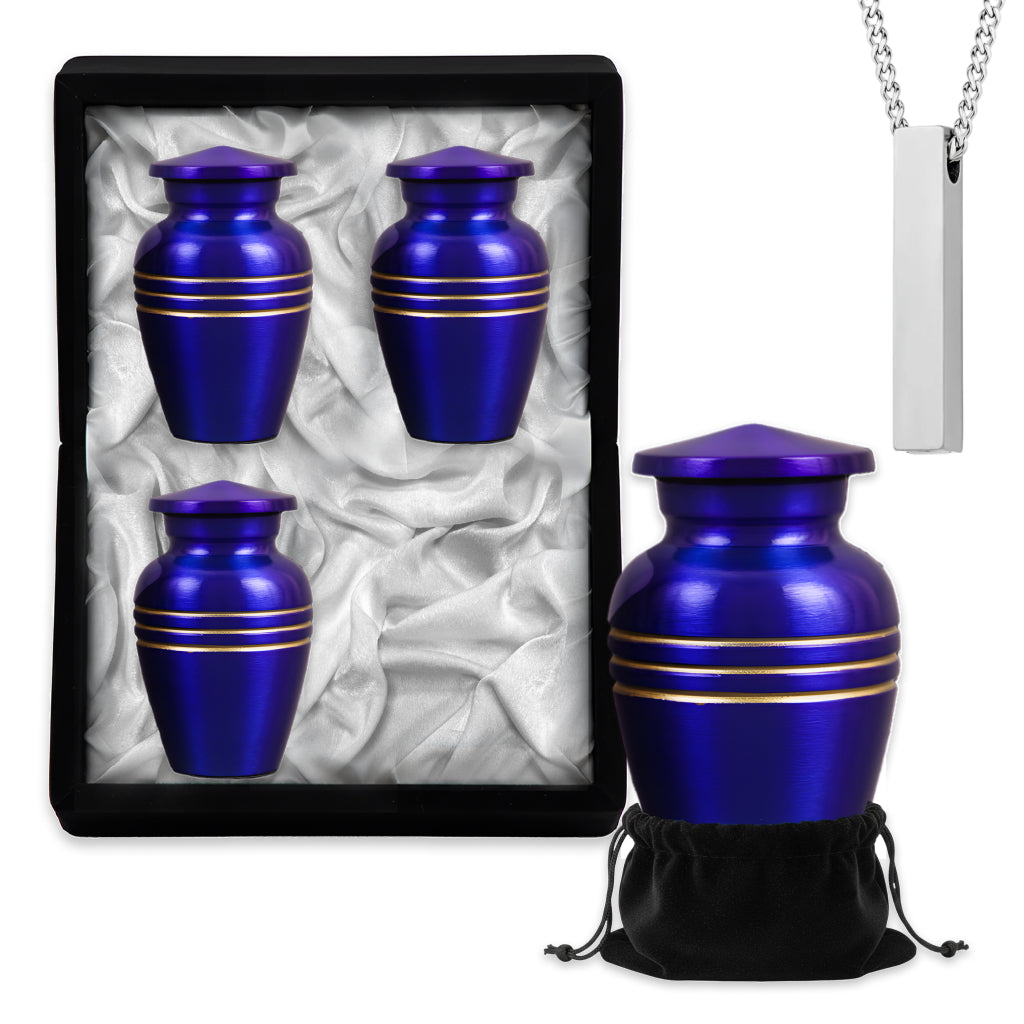 Royal Blue & Gold Accents Pewter Cremation Urn