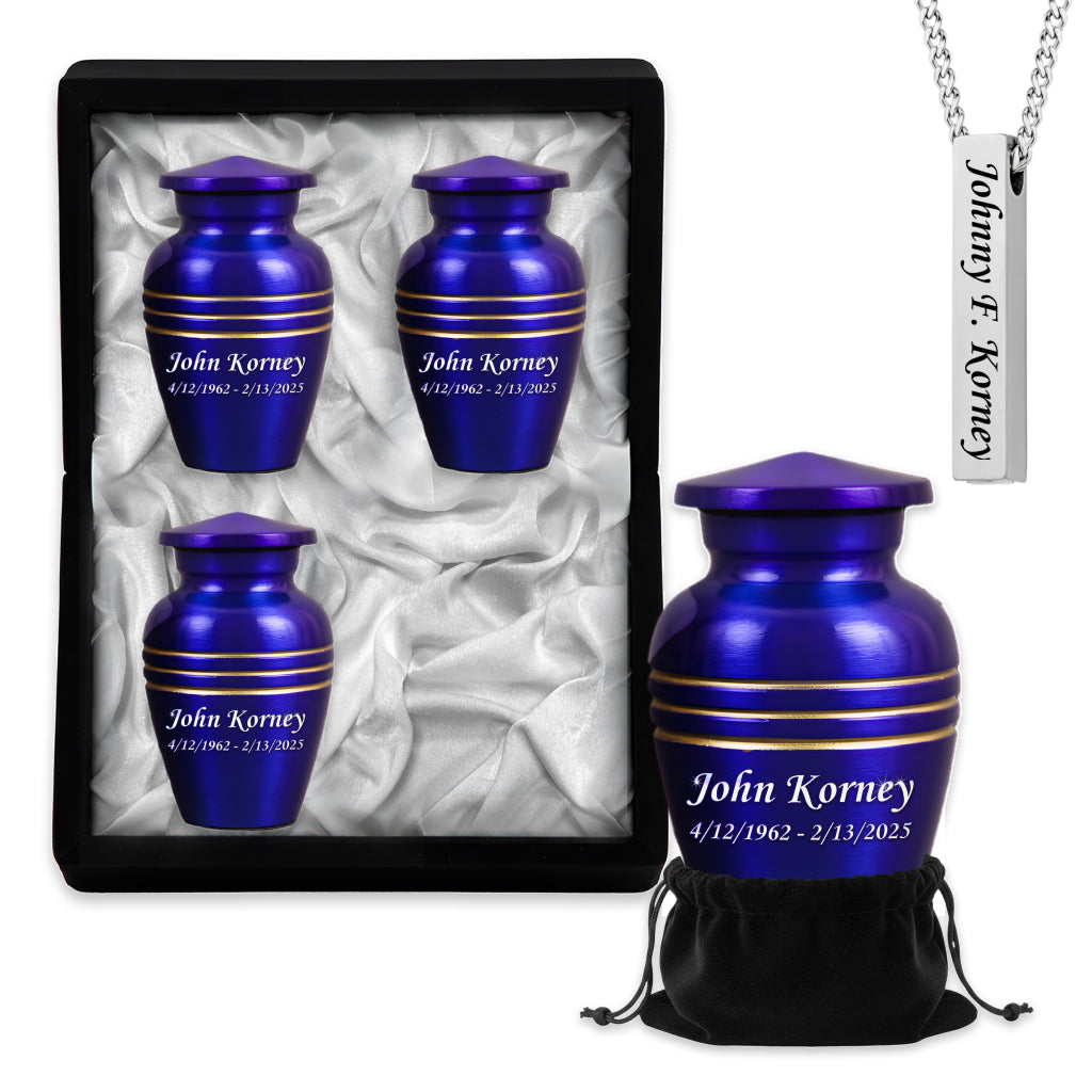 Royal Blue & Gold Accents Pewter Cremation Urn
