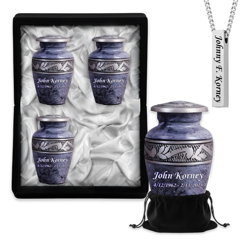 Pearl & Silver Hand-Engraved Urn