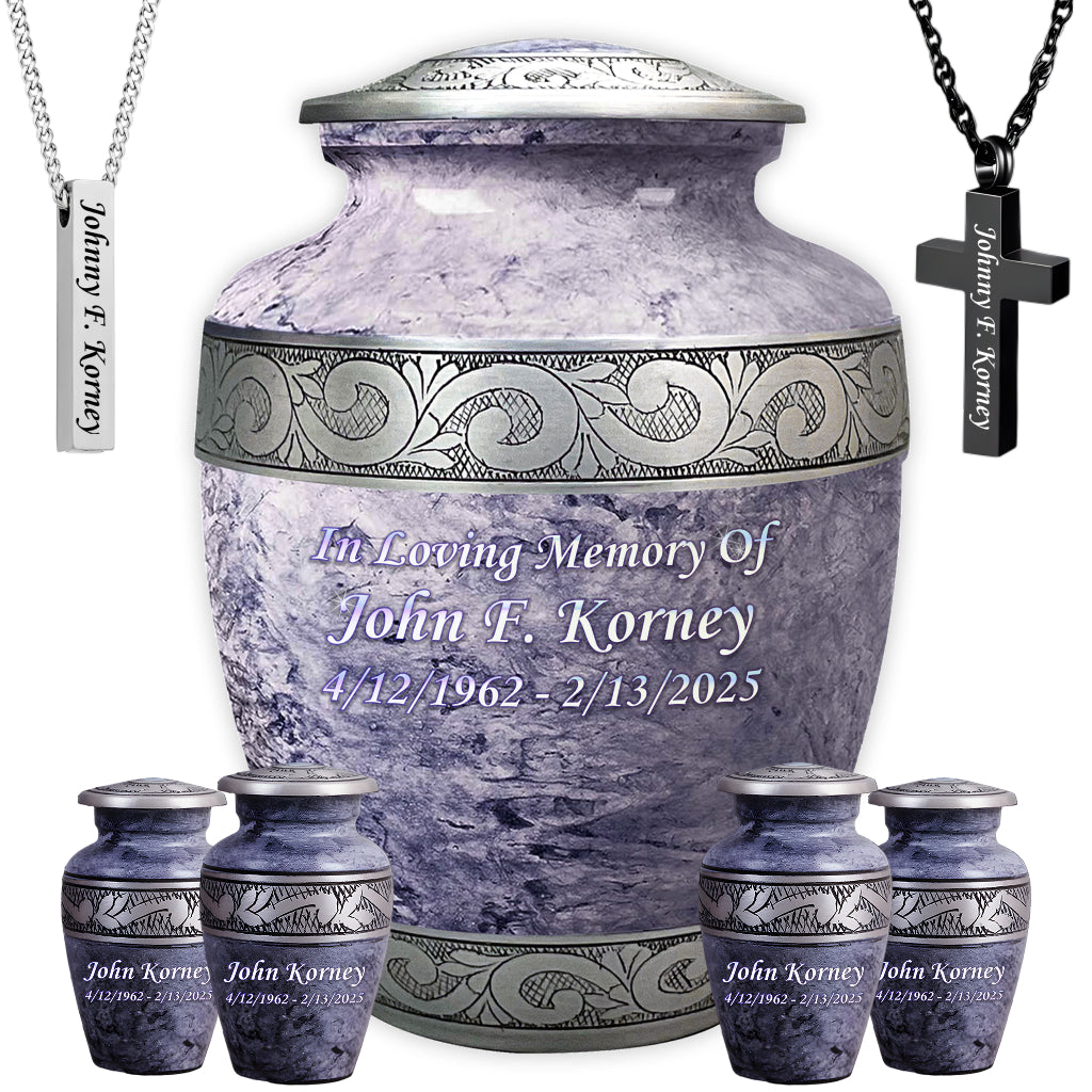 Pearl & Silver Hand-Engraved Urn