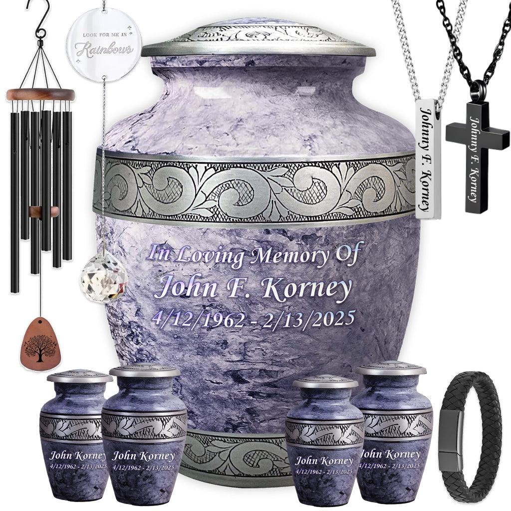 Pearl & Silver Hand-Engraved Urn