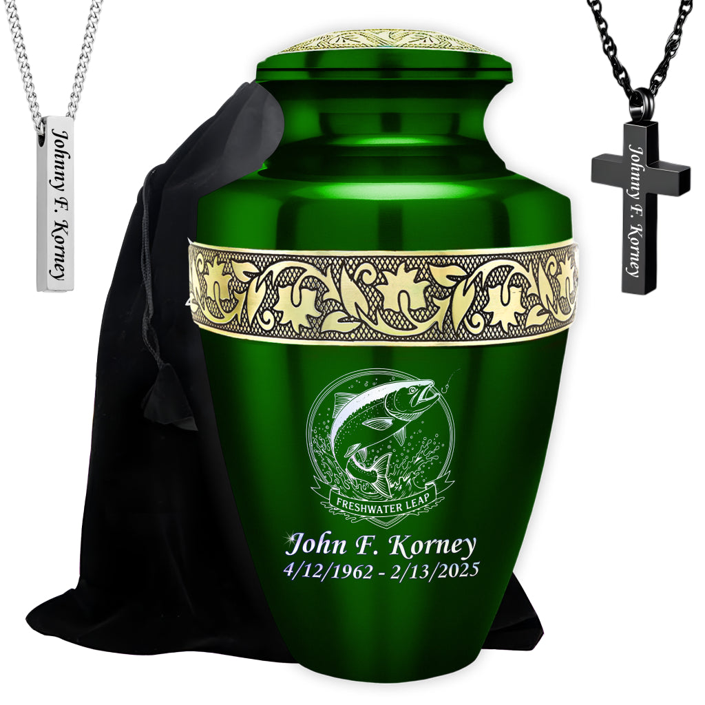 Freshwater Leap Engraved Cremation Urn