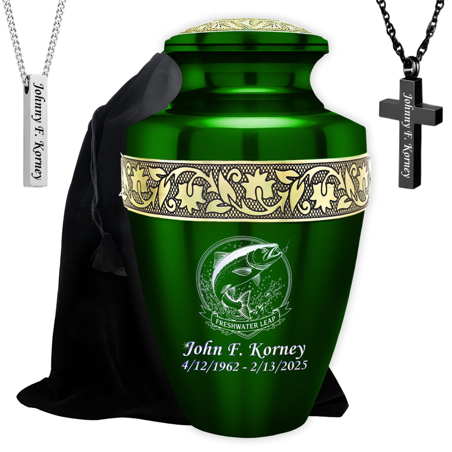 Freshwater Leap Engraved Cremation Urn