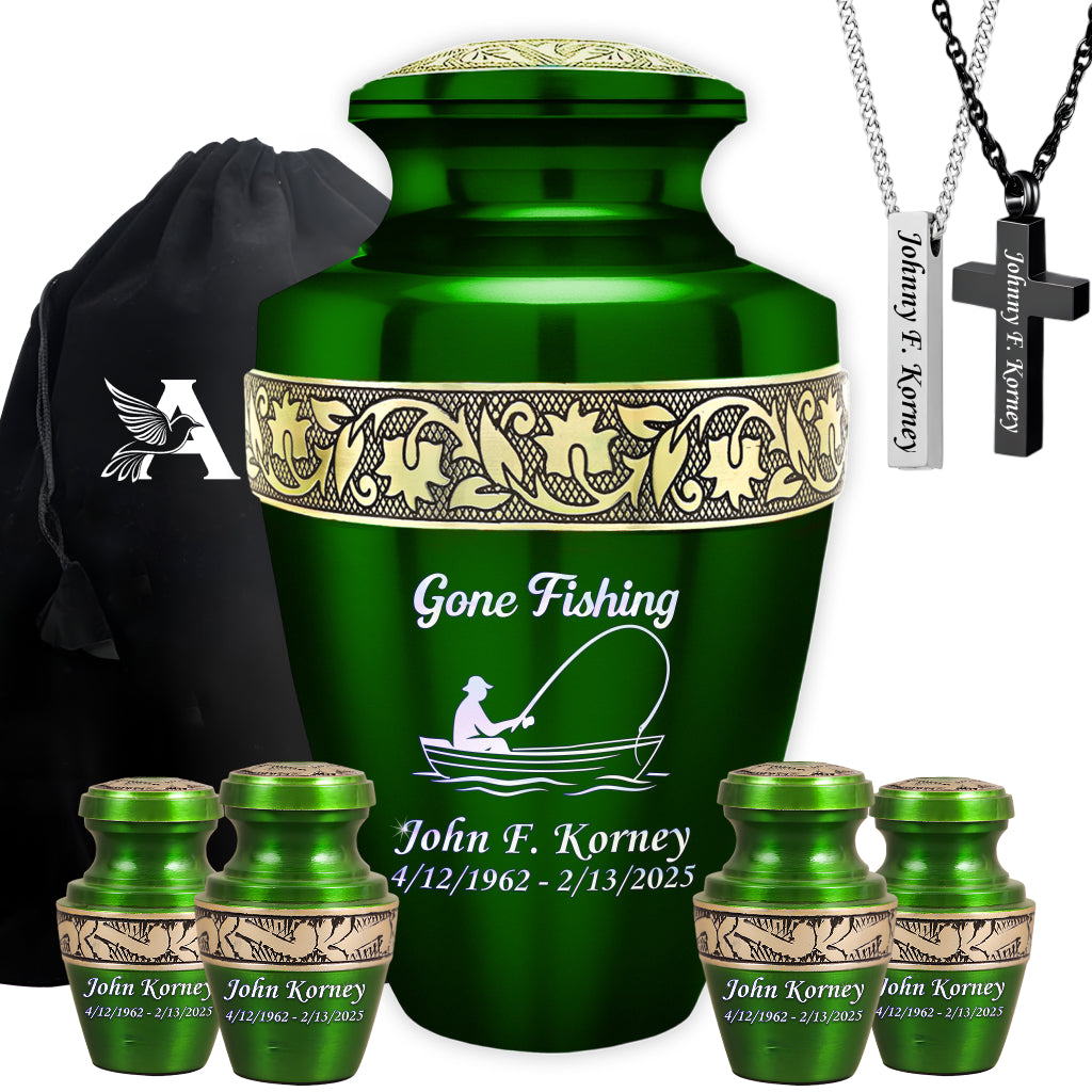 Gone Fishing Engraved Cremation Urn