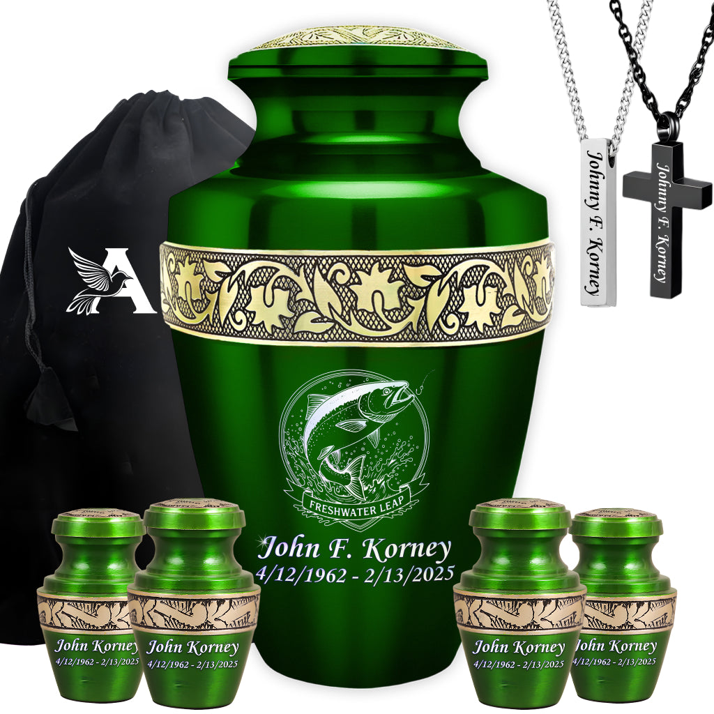 Freshwater Leap Engraved Cremation Urn